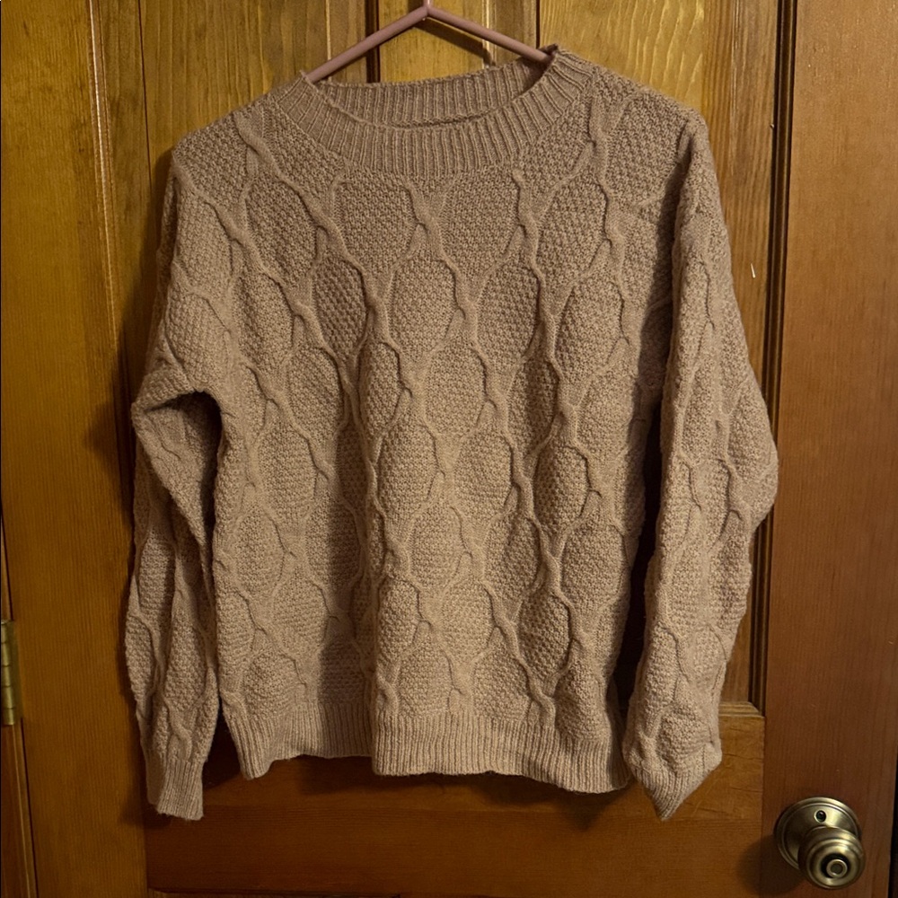 SHEIN Textured Knit Sweater in Beige
